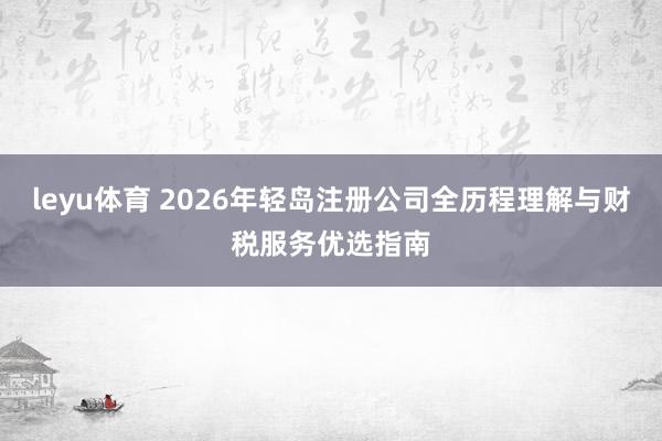 leyu体育 2026年轻岛注册公司全历程理解与财税服务优选指南