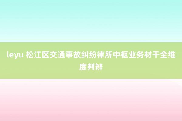 leyu 松江区交通事故纠纷律所中枢业务材干全维度判辨