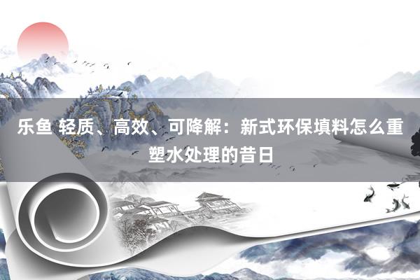 乐鱼 轻质、高效、可降解：新式环保填料怎么重塑水处理的昔日
