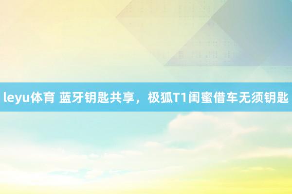leyu体育 蓝牙钥匙共享，极狐T1闺蜜借车无须钥匙