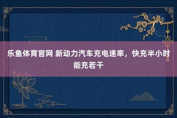 乐鱼体育官网 新动力汽车充电速率，快充半小时能充若干