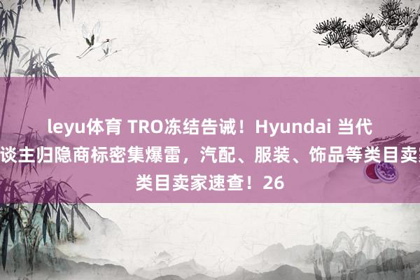leyu体育 TRO冻结告诫！Hyundai 当代汽车与国东谈主归隐商标密集爆雷，汽配、服装、饰品等类目卖家速查！26