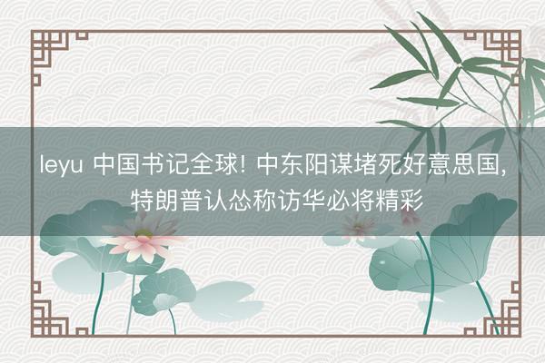 leyu 中国书记全球! 中东阳谋堵死好意思国， 特朗普认怂称访华必将精彩